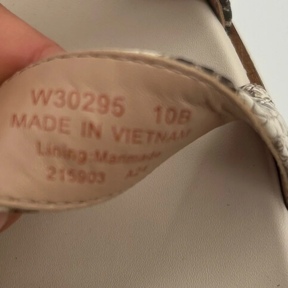 New Cole Haan OG Peyton Flatform Pecan Leather Sandal Snake Print (Size 10B)